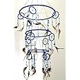 Dream Catcher - Traditional Feather and Mosaic Glass Blue Dream Catcher XLarge 3D Triple Size, 30" Long X 10" Diameter