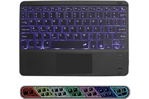 Bluetooth Keyboard with Built-in Touchpad,Ultra-Slim Portable Mini Wireless Keyboard 10inch Universal Rechargeable 7-Color Ba