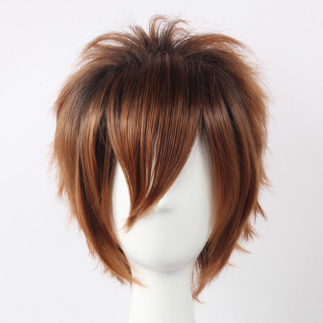 Amazon Com Hoolaza Dark Brown Short Layered Wig Hitman Reborn