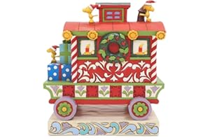 Enesco Jim Shore Peanuts Woodstock's Christmas Train Caboose Figurine, 4.75 Inch, Multicolor