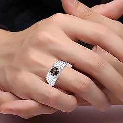 RYLOS Men's Ring Sterling Silver Ring, 7MM Round