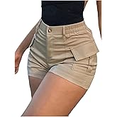 WDIRARA Women's High Waisted Cargo Shorts Streetwear Shorts with Flap Pockets