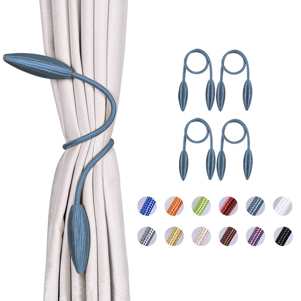 Pretty Jolly 4 Pack DIY Twist Curtain Tiebacks Creative Decorative Drape Tie Backs European Style Random Modelling Curtain Holdbacks for Home & Office Window Blackout & Sheer Drapery (Blue-grey)