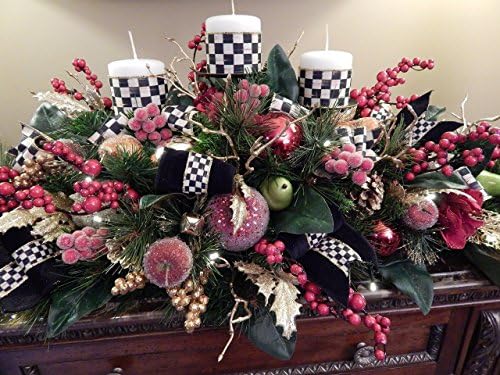 Christmas Centerpiece with Cordless LED light with timer setting FREE SHIPPING