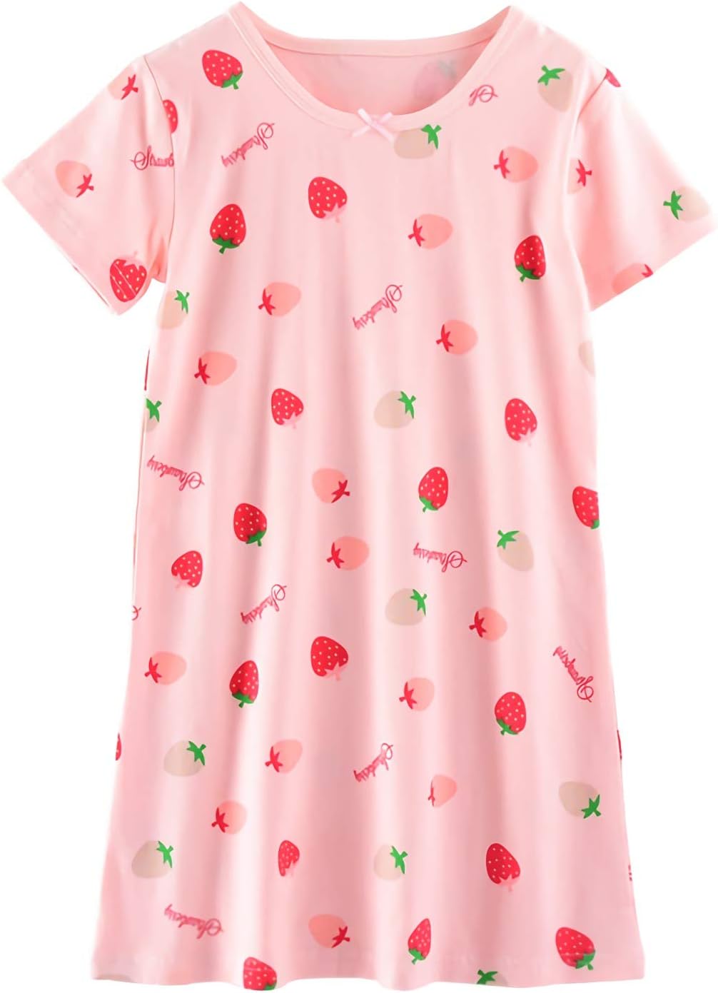 AOSKERA Girls' Fruit Nightgowns Cotton Sleepwear Pink White Nightdress for 3-12 Years