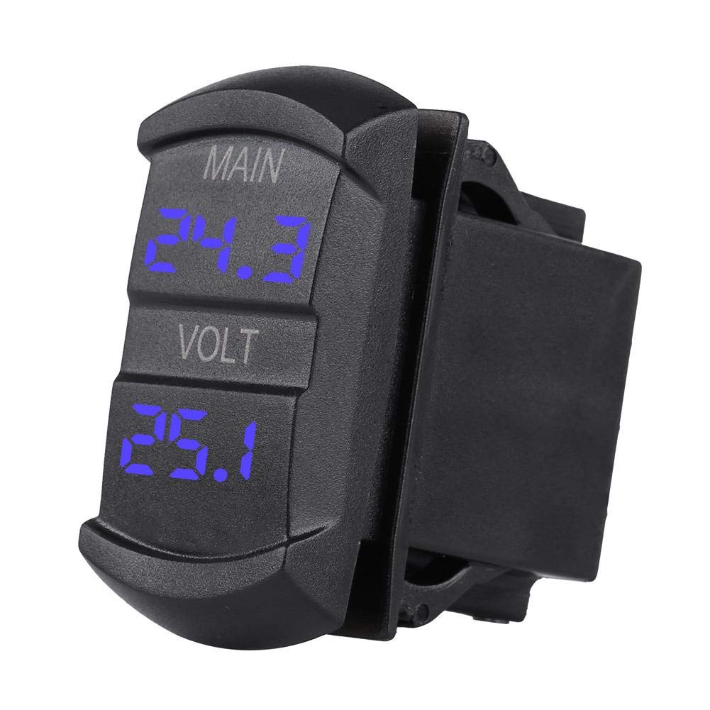 EVGATSAUTO Digital Dual Voltmeter, Car DC 10V-60V Blue LED Digital Dual Voltmeter Universal Fit for most 12-24V Car Motorcycle ATV UTV RV Vehicles Marine Boat