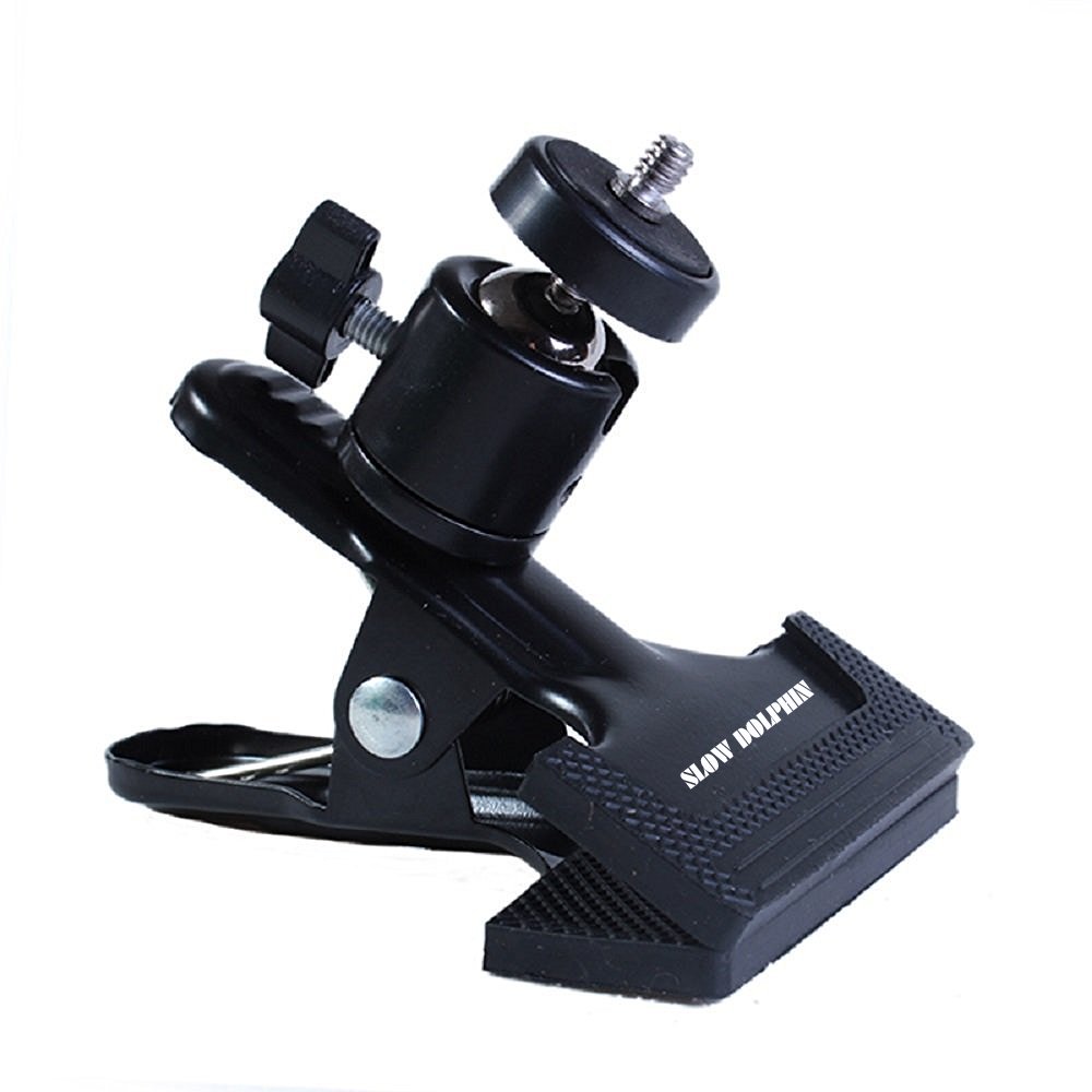 Photo 1 of SLOW DOLPHIN Tripod Camera Clip Clamp Flash Reflector Holder Mount with 1/4 Inch Screw 360 Degree Swivel for Studio Backdrop Camera SLR, Digital SLR, Video Came?Black?