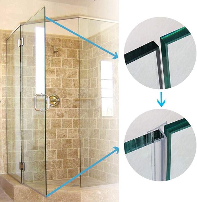 TSMST Frameless Shower Door Sweep Seal Drip Rail, H Type 3/8" x 120