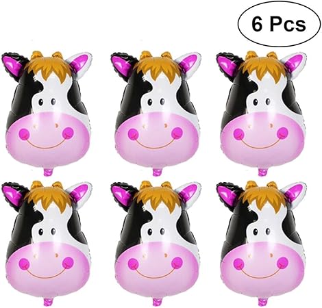 Amazon Toymytoy キュートな牛の風船 6個 大きな動物牛の頭 ホイルバルーン 誕生日パーティー装飾用品 風船 バルーン おもちゃ