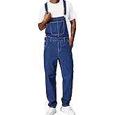 ESDVQ Men's Bib Overall Relaxed Fit Adjustable Strap Denim Work Pants with Large Pockets Durable Comfortable Jumpsuit for Men
