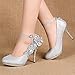 getmorebeauty Brial Shoes Glitter Wedding Shoes for Bride Silver Women Heels Ankle Strap Dress Shoes Closed Toe Sequin Flower(US 9, Silver Flower)