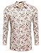 Coofandy Mens Floral Button Down Long Sleeve Dress Shirt Casual Tops,Beige,Medium