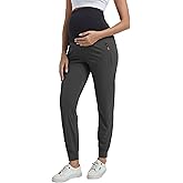 CEITAJUI Women's Maternity Joggers Casual Scrub Pants Quick-Dry Pregnancy Sweatpants with Zipper Pockets