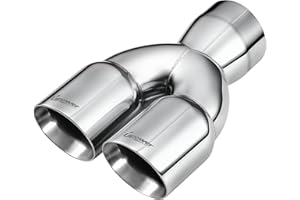 Upower 3" Dual Exhaust Tip, 3" Inlet 3" outlet 9.5" Long Universal 3 Inch Y Tail Pipe Double Wall Polished Stainless Steel Ta