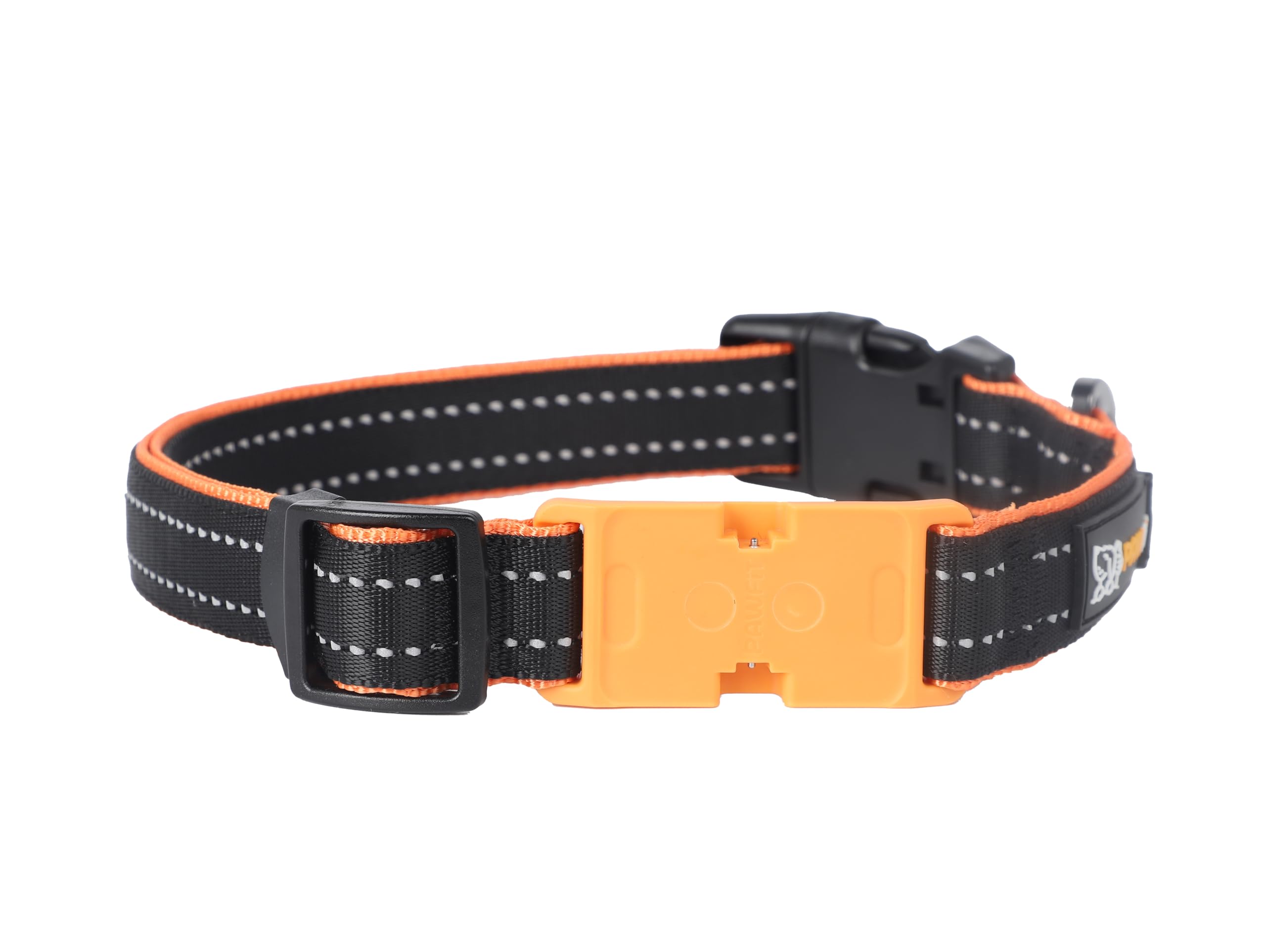 Pawfit 3 Series Collar, Nylon Dog Collar with Safety Buckle, Adjustable Pet Collars with Quick Release Buckle (Black & Orange, Medium)