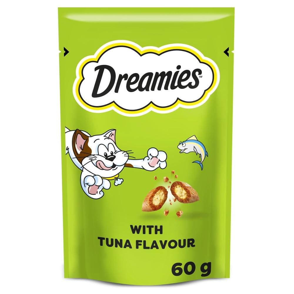 Dreamies Cat Treats, Tasty Snacks with Tempting Tuna, 8 Pouches of 60 g