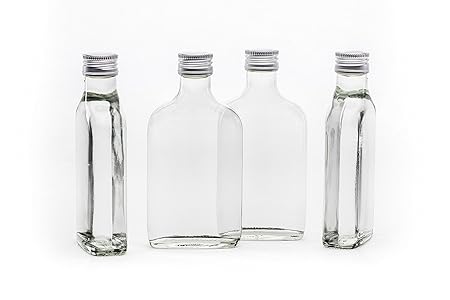 20 leere Glasflaschen 200ml Tasche mit Schraubverschluss zum selbst Abfüllen 0,2 Liter l Likörflaschen Schnapsflaschen Essigf