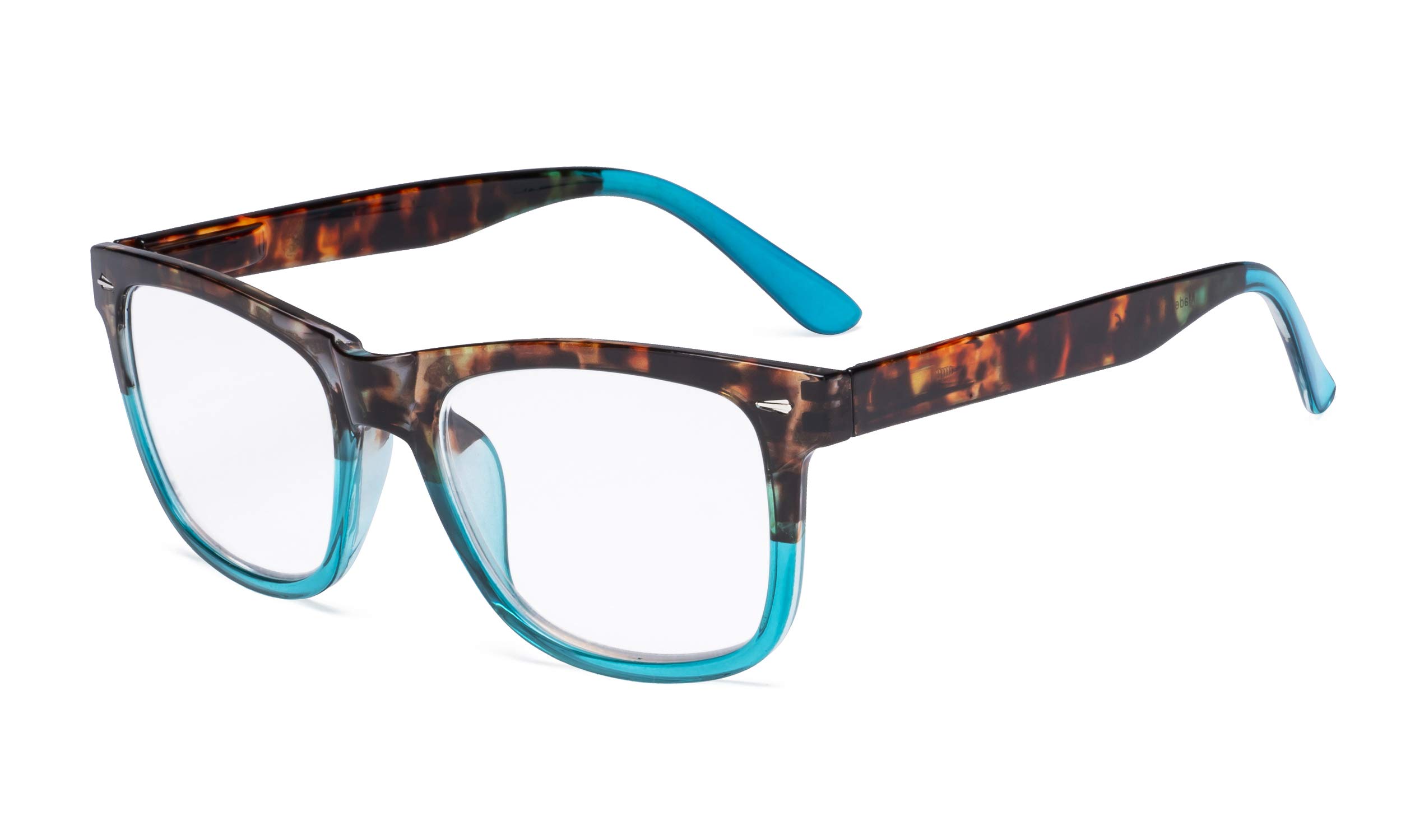 Eyekepper Readers Square Large Lenses Spring-Hinges Reading Glasses Women Tortoise/Blue