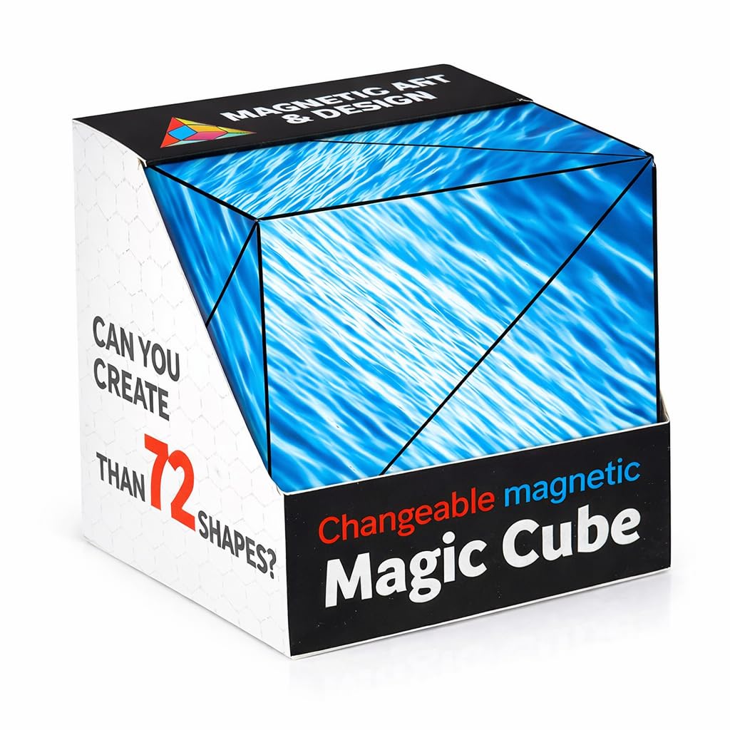 Magnetic Infinity Cube Fidget Toy – Folding Puzzle Cube with 36 Rare Earth Magnets, Geometric Shape-Shifting Brain Teaser, Stress Relief Desk Toy for Kids & Adults (Sea)