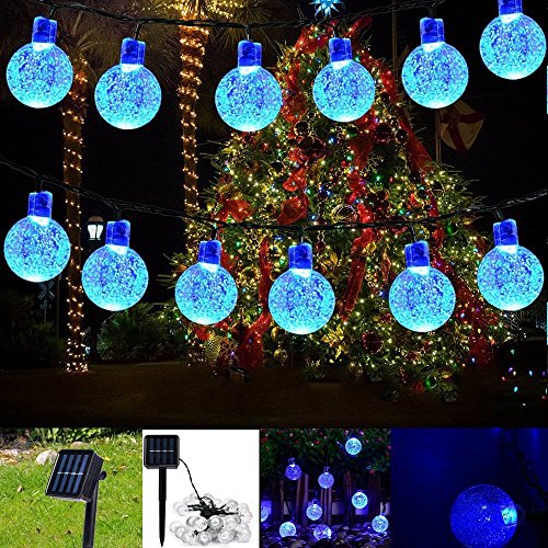 WONFAST Solar String Lights, 20ft 30 LED Crystal Ball Solar Powered Outdoor Globe Fairy String Lights for Homes,Christmas,Gardens,Wedding,Party Decoration (Blue) - Thumbnail 5