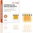 Dr. Med Hydrocolloid Wound Dressing 2"x2"-10 Pack/Box, Waterproof Adhesive Bordered Bandage, for Light Exudate, Abrasions, Pressure Ulcer, Bed Sore, Superficial Wound Care