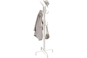 SimpleHouseware Free Standing Coat and Hat Hanger Organizer Rack for Entryway, Bedroom, and Hallway, 12 Hooks, White