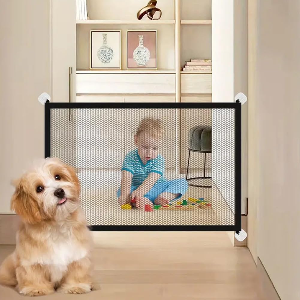 Stair Gate for Dogs,Safety Gate For Babies and Pets,Portable Mesh Dog Gates No Drilling,Portable Dog Barrier Isolation Net,Stair Gates for Baby,Baby Gate for Stairs/Doorways/Hallways,100 x 78CM