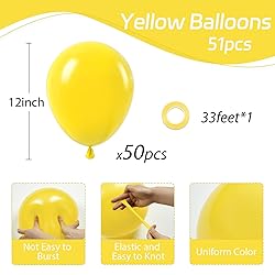 Awenztech Yellow Balloons 12 inch, Yellow Latex