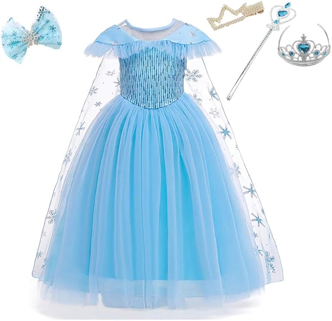 Shinykids アナと雪の女王2 エルサ ドレス プリンセス ドレス ディズニープリンセス ドレス 子供 ハロウィン コスチューム 子供 仮装ト 誕生日プレゼント 記念撮影用 ドレス パーティードレス 豪華5点セット キッズコスチューム おもちゃ Amazon