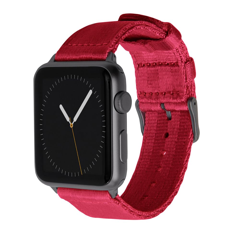 Archer Watch Straps - Seat Belt Nylon Straps for Apple Watch (Red, Space Gray, 44/45/46/49mm)