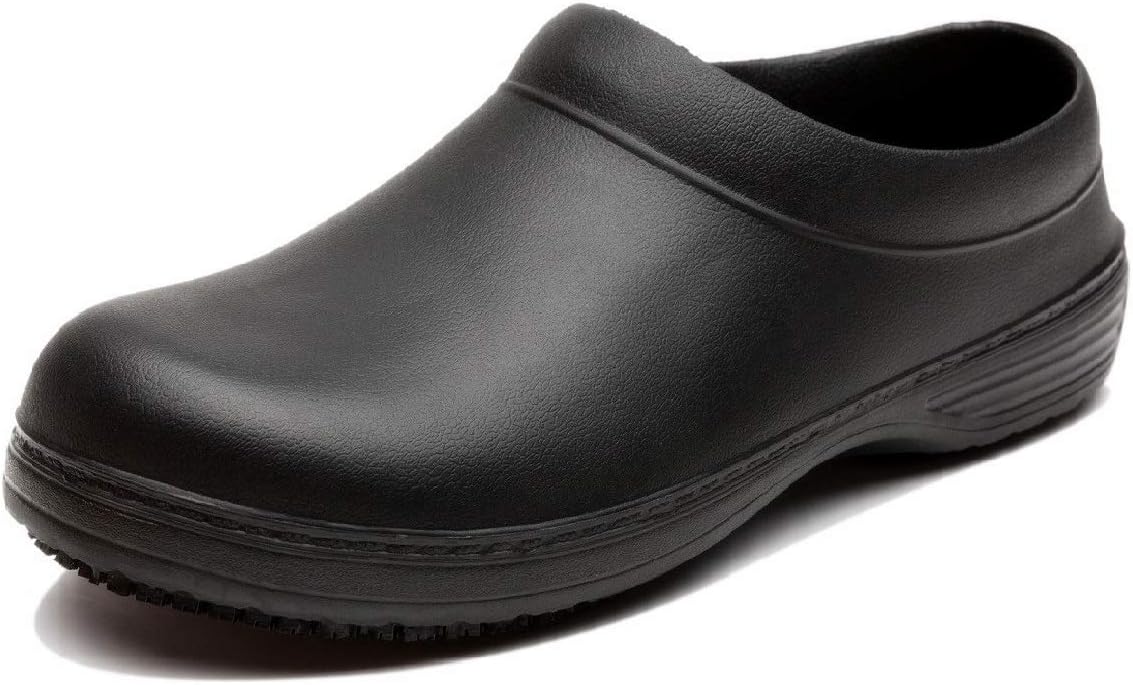 INiceslipperUnisex Chef Shoes Non-Slip Safety Shoes Oil Water Resistant Casual Flat Shoes (10 W / 9 M /42) Black
