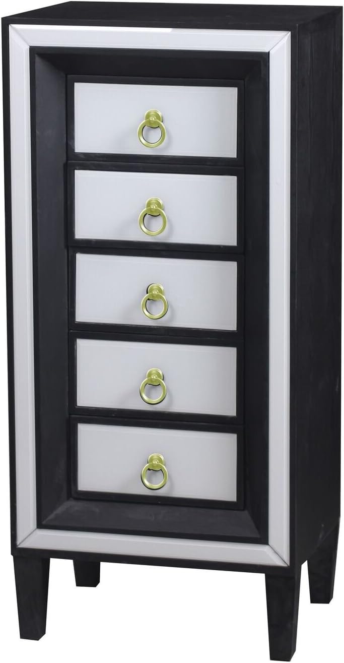 Statements by J Beverly 5 Drawer Lingerie Chest, Tall, Black/White/Gold