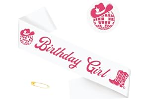 GENERIC Hot Pink Birthday Sash for Women, Disco Cowgirls Birthday Sash for Women Western Cow Theme Bday Party Decorations Last Rode, Retro Horse Bday Party Supplies Favors