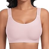 Women Wireless Bras No Underwire Full Coverage Seamless Comfortable Everyday Bra (Pink Peach,Medium)