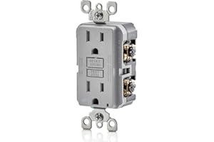 Leviton GFCI Weather-Resistant Receptacle, 15 Amp Tamper-Resistant, GFWT1-GY, Grey