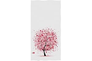 Naanle Chic Mother's Day Romantic Valentine's Day Wedding Cute Hearts Tree Guest Towel Soft Eco-Friendly Guest Hand Towels for Bathroom, Hotel, Gym and Spa (16" x 30",White Pink)