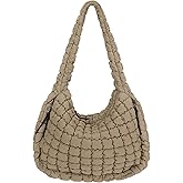 Juoxeepy Quilted Tote Bag Large Carryall Puffer Shoulder Bag Lightweight Padding Hobo Bag