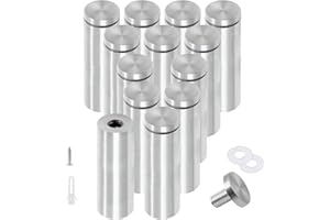 Luomorgo 12 Pcs 1" x 4" Stainless Steel Standoff Screws, Wall Sign Standoff Mounting Hardware Advertising Glass Standoff Nail for Hanging Acrylic Picture Frame, Silver