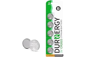 DURNERGY CR2025 3V Lithium Battery 5 Pack, for Car Remote Key, 2025, ECR2025, KCR2025, BR2025, DL2025, LM2025, KT-CR2025, SB-T14