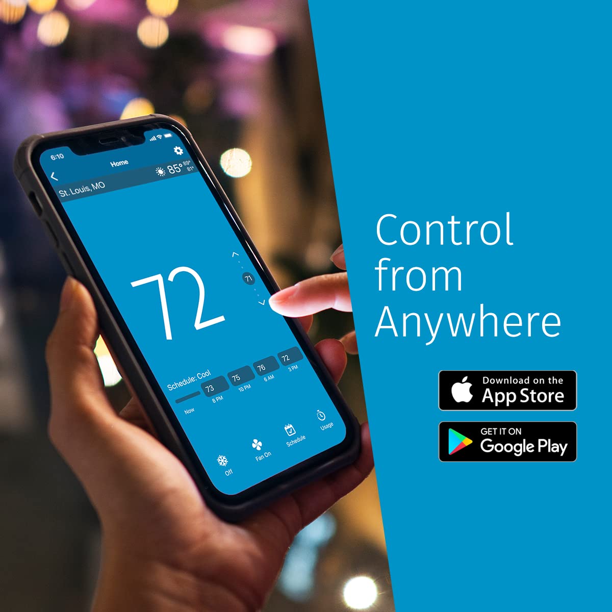 EMERSON Sensi Touch Wi-Fi Smart Thermostat with Touchscreen Color Display, Works with Alexa, Energy Star Certified, C-wire Required, ST75W , White - View 5