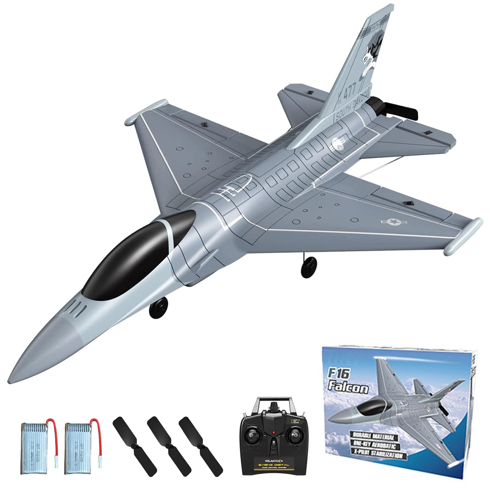 Photo 1 of ***MISSING PROPELLERS -SELLING AS IS *** RCSHOBBY RC Plane 4 Channel RC Airplane 2.4Ghz RC Jet Ready to Fly F-16 Fighter Falcon Remote Control Airplane for Adults with X-Pilot Stabilizer System & One Key Aerobatic, Best Gift for RC Hobbyist