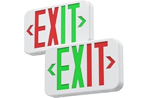 SASELUX Led Exit Sign Emergency Light, Switchable Red/Green Colors, Double Sided and Battery Backup Exit Light, Contractor Select, AC 120/277V,UL Listed (2 Pack)