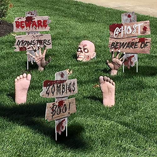 Shindel Halloween Yard Signs, Halloween Yard Decorations Outdoor Lawn Signs Halloween Yard Stakes Decor for Haunted House Scary Theme Party 3PCS