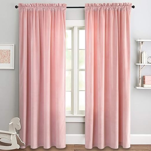 Amazon Com Jinchan Velvet Curtain Pink Living Room Rod Pocket