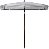 SAFAVIEH Outdoor Copen Beach Umbrella, 6.5-Foot Navy &amp; White PAT8501B | Beach Umbrella, Aluminum &amp; Polyester, UV Resistant, Tilt Mechanism, Coastal, Beach, Poolside, Easy Assembly
