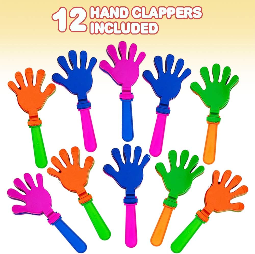 ArtCreativity Hand Clappers Noisemakers - Pack of 12-7.5 Inch Assorted Plastic Noisemakers for Sports, Parties, and Concerts - Best Birthday Party Favors and Goodie Bag Fillers for Boys and Girls: Toys & Games