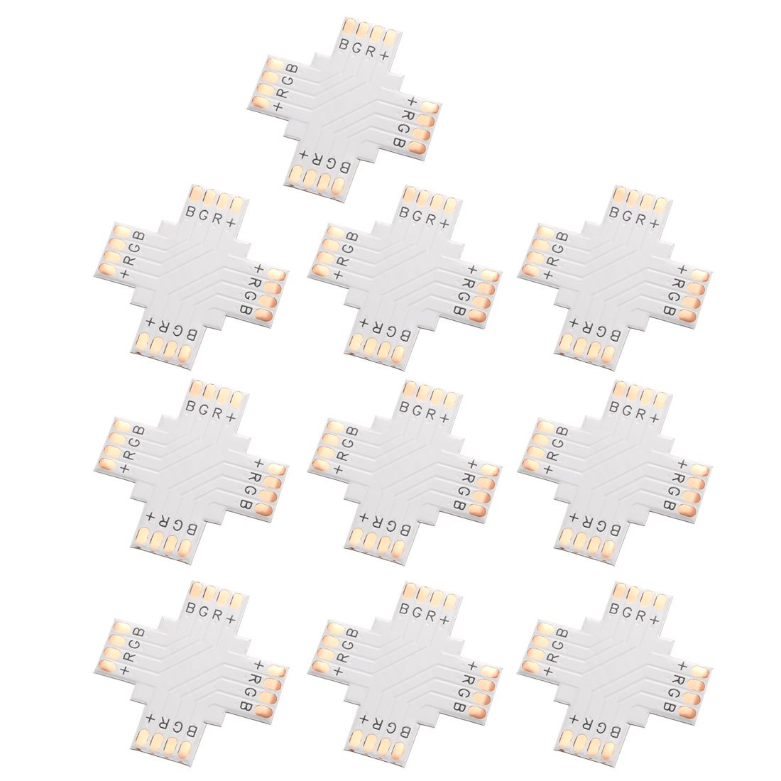 Sourcingmap 10 Sets Cross Shape 4 Pin Led Strip Connector for 5050(10mm) PCB LED Strip