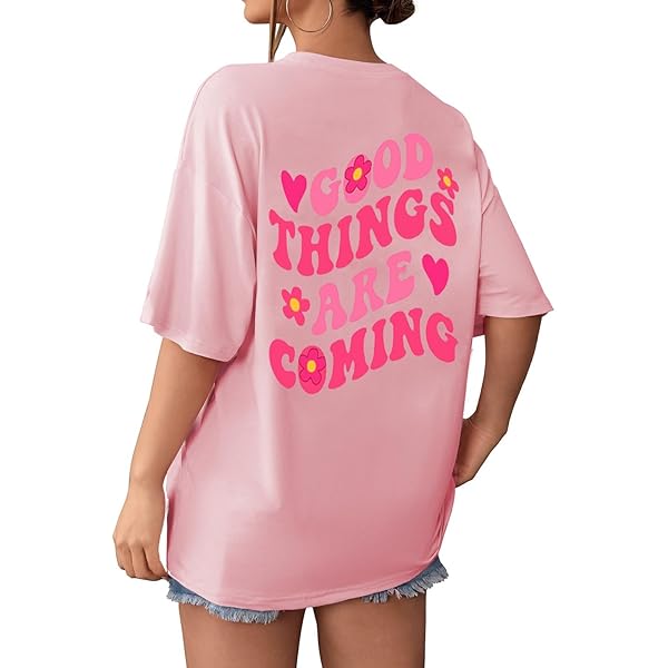 SOLY HUX Women's Oversized T Shirts Graphic Tees Letter Print
