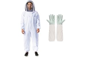 Deuovht Bee Suit Professional Beekeeper Suit for Men Women Full Body Veil Hood Beekeeping Supplies Costume for Beekeeper (XXL (with Gloves))