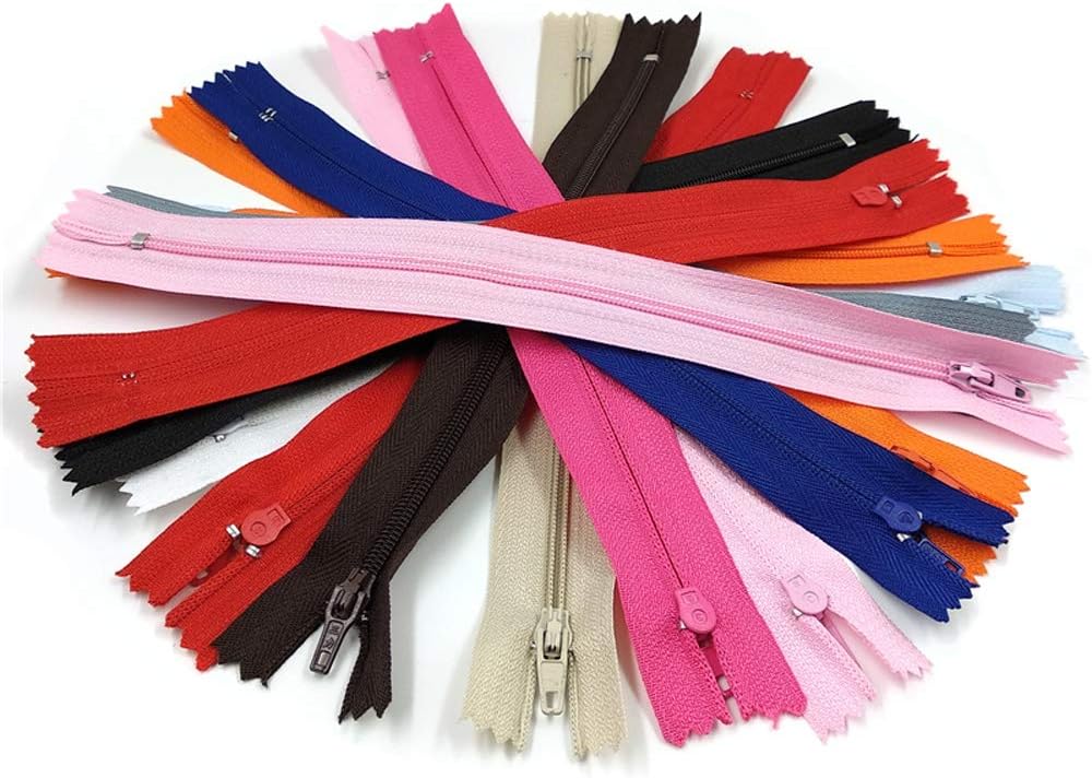 100 Pcs 9 Inch Nylon Coil Zippers Bulk for Tailor Sewing Crafts (20 Colors)